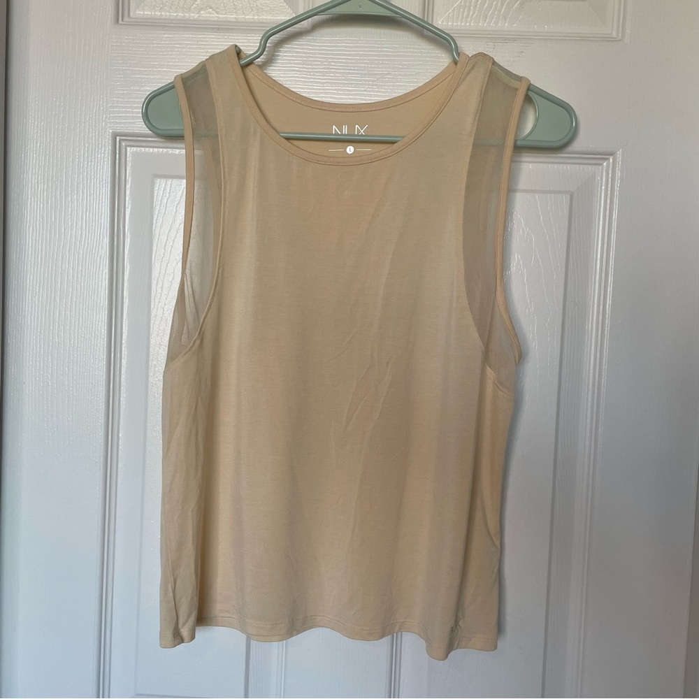 Nux Cream Workout Tank Top Rayon Nylon Womens Size Large